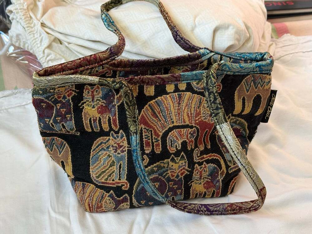 Laurel Burch small shoulder bag tapestry cats & kittens multicolor
